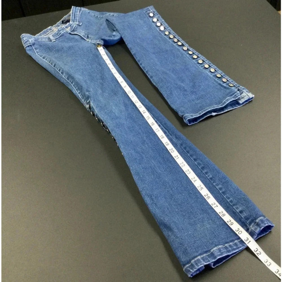 Vintage Women's Contem 1@ Jeans, Size 27, Blue with silver buttons on each side - Picture 6 of 12